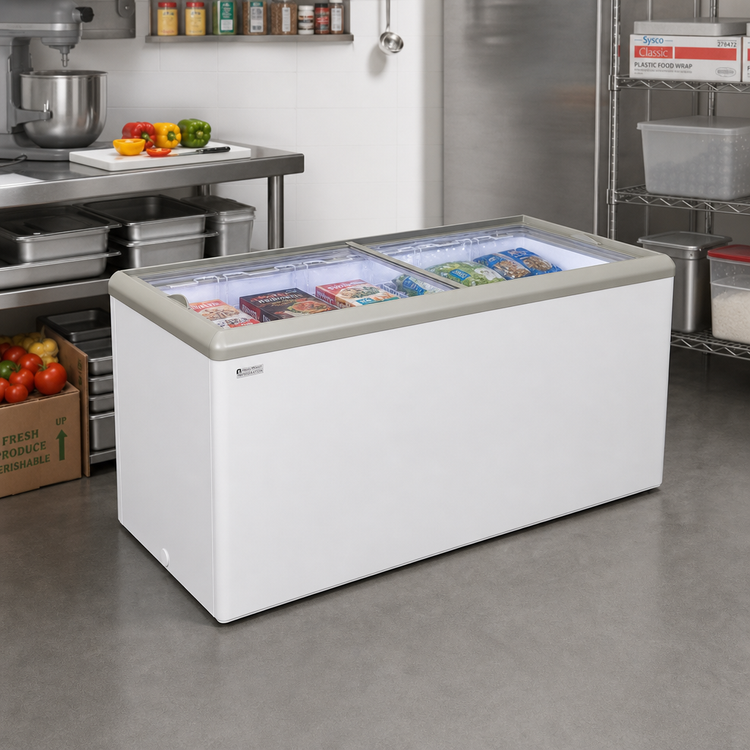 Product image #3 for Dual Temp Chest Refrigerator/Freezer with Sliding Glass Doors, 20.0 Cu. Ft., White