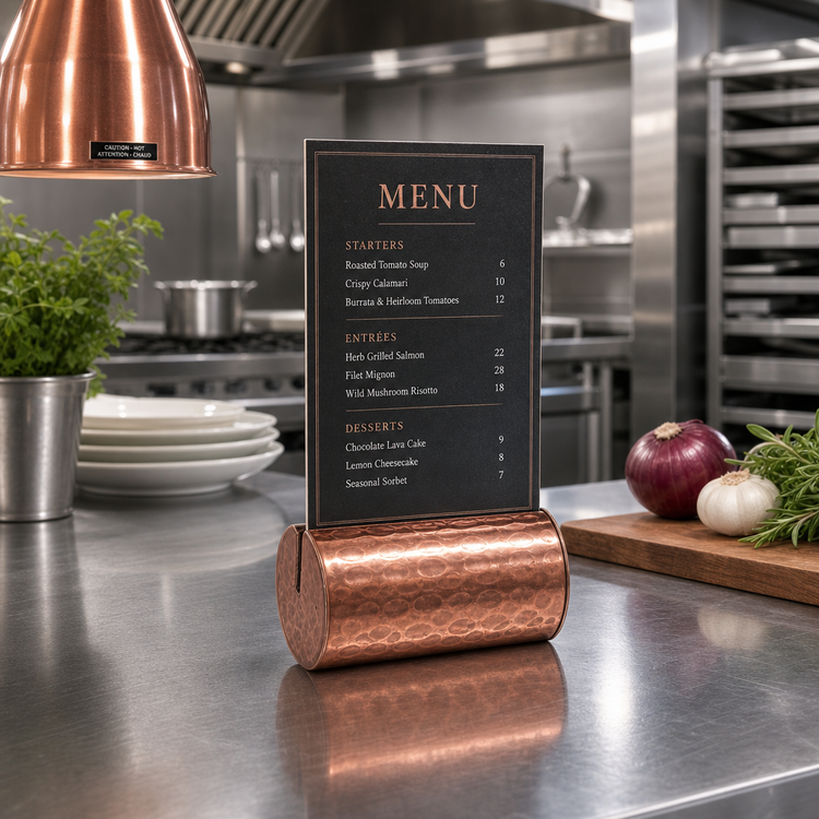 Product image #2 for Copper Hammered Cylinder Tabletop Menu Card Holder