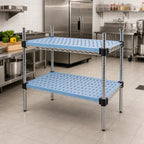 Thumbnail image #2 for Eagle Group QuadPlus QPF-QA2436C-BL 36 x 24 Inch Louvered Blue Polymer Shelf Mat with Antimicrobial Protection, Chrome Wire Frame Case of 4