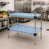 Thumbnail image #2 for QuadPlus 36 x 24 Inch Louvered Blue Polymer Shelf Mat with MicroGard Antimicrobial Protection and Chrome Wire Frame