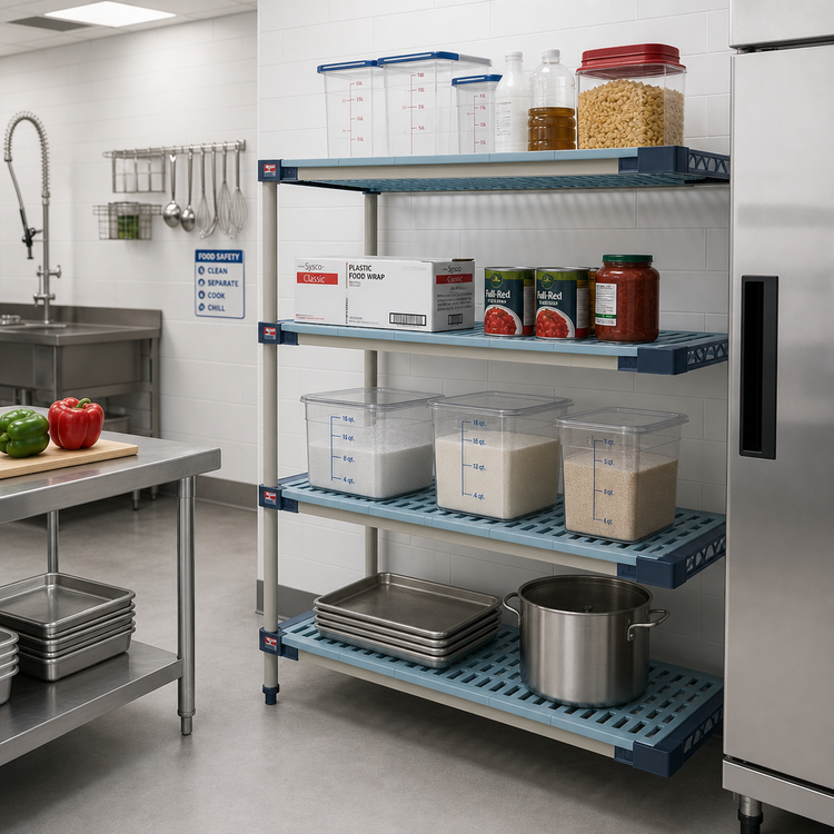 Product image #2 for MetroMax 4 4-Shelf Add-On Open Grid Polymer Shelving Unit, 24W x 21D x 63H