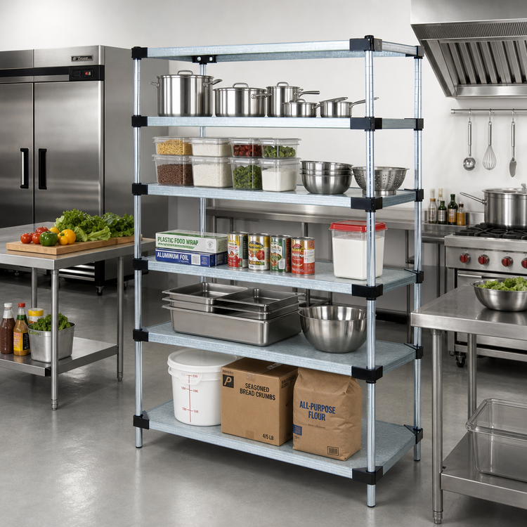 Product image #2 for Quantum 72" W x 14" D x 74" H Solid Shelving Starter Kit with 5 Shelves