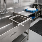 Thumbnail image #2 for John Boos PB-DTS-18RS Stainless Steel Rack Slide for 18 x 18 Inch Pre-Rinse Sink, #4 Satin Finish