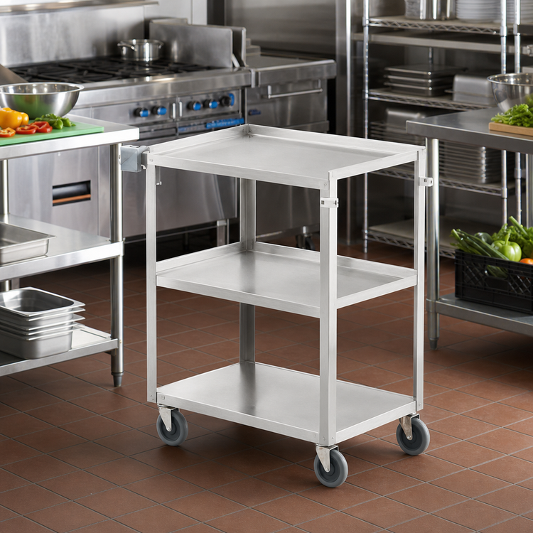 Product image #2 for Vollrath Stainless Steel 3-Shelf Utility Bus Cart, 400 lb Capacity