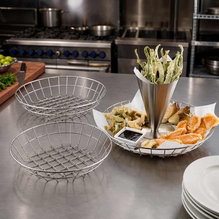 Product image #2 for American Metalcraft 12-Inch Round Stainless Steel Wire Serving Basket