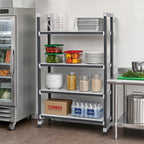 Thumbnail image #2 for Cambro Camshelving® Elements EXU213064S4480 4-Shelf Solid Stationary Polymer Shelving Unit, 30"W x 21"D x 64"H, Speckled Gray