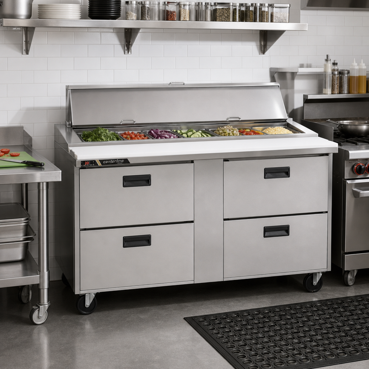 Product image #2 for Centerline by Traulsen CLPT-6024-DW 60-Inch Compact Mega Top Refrigerated Prep Table with 4 Drawers