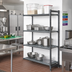 Thumbnail image #2 for Cambro Camshelving Basics Plus 4-Tier Vented Add-On Polymer Shelving Unit, 21 x 54 x 84 Inches, Brushed Graphite