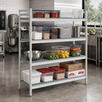 Thumbnail image #2 for Fermod Fermostock 4R64C71 4-Tier Perforated Starter Shelving Unit with Polymer Inserts, 64"W x 22"D x 71"H