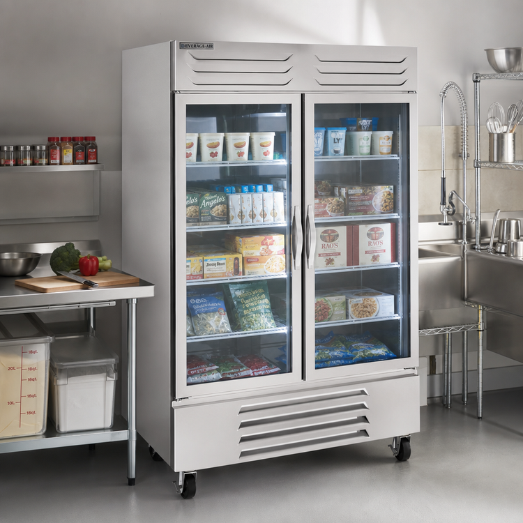 Product image #2 for Beverage Air Vista® Series Two-Section Bottom-Mount Reach-In Glass Door Freezer, 46.2 Cu. Ft., 52 Inch Wide