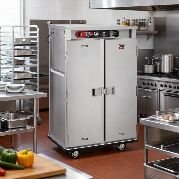 Product image #2 for FWE E-Series E-960-XL Double Door Electric Heated Banquet Cart, 96 Covered Plate Capacity