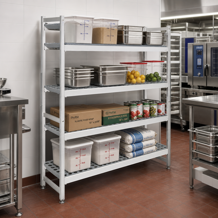 Product image #2 for Fermostock 4-Tier Starter Shelving Unit with Removable Polymer Inserts, 59"W x 22"D x 71"H