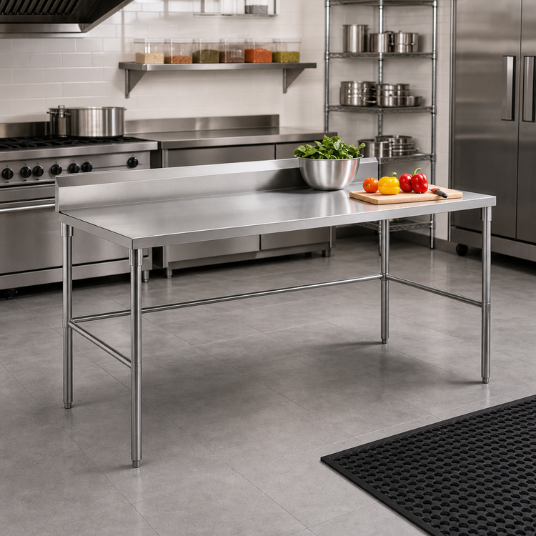 Product image #2 for Sapphire 60" x 30" Stainless Steel Work Table with 5" Backsplash and Open Galvanized Base