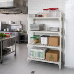 Thumbnail image #3 for Cambro Camshelving® Premium CPA243684V4PKG 4-Shelf Vented Add-On Polymer Shelving Unit, 24 x 36 x 84 Inches
