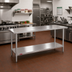 Thumbnail image #2 for Duke Manufacturing 120-Inch x 24-Inch Stainless Steel Work Table with Undershelf and Posts, Flat Top