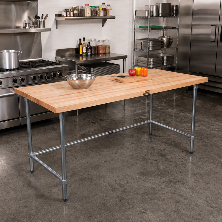 Product image #2 for John Boos SNB04-X 72" x 24" Northern Hard Rock Maple Wood Top Work Table with Stainless Steel Base