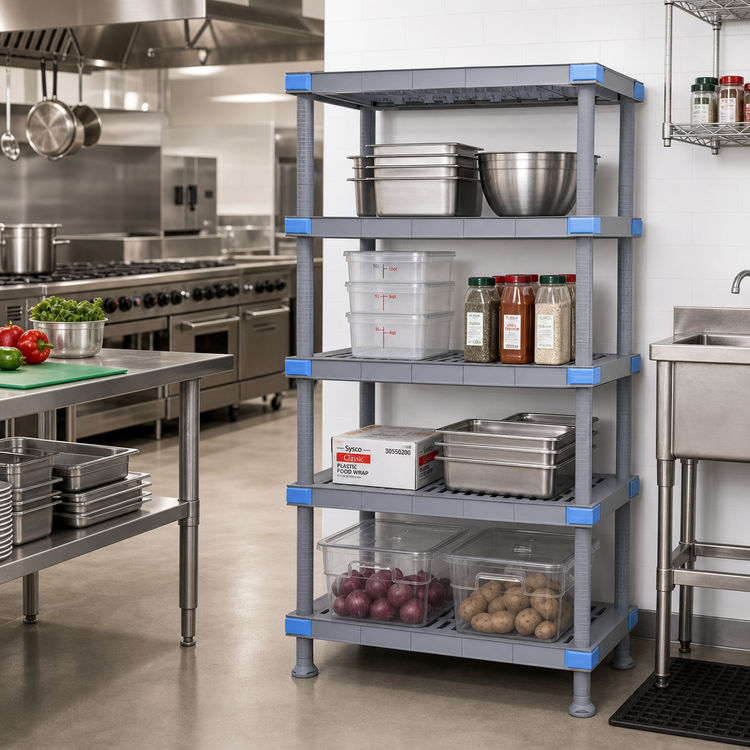 Product image #2 for Quantum Millenia 5-Shelf Polymer Starter Shelving Unit, 30"W x 24"D x 50"H, Gray