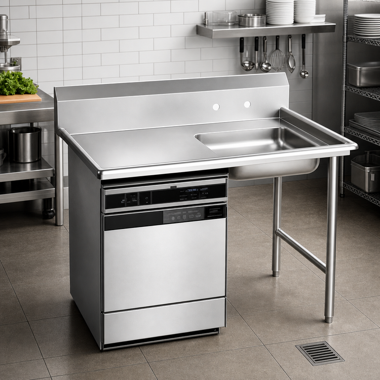 Product image #2 for Advance Tabco Undercounter Dish Table with Right Sink Bowl, 60 x 30 Inches, 304 Stainless Steel