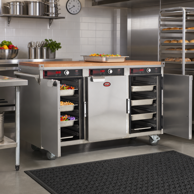 Product image #2 for FWE Handy Line Mobile Heated Holding Cabinet, 3-Section, Undercounter Height, 7 Pan Capacity Per Compartment