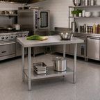 Thumbnail image #2 for Atosa USA, Inc. Mixrite ST3072EC 72-Inch Stainless Steel Work Table with Adjustable Undershelf, 18-Gauge 430 Stainless Steel, 30-Inch Deep