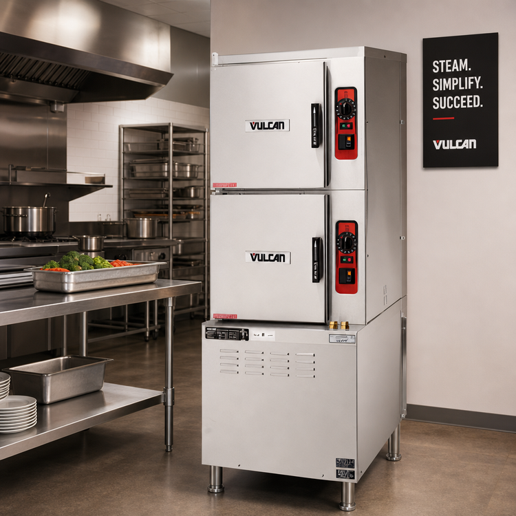 Product image #2 for Vulcan ET Series PowerSteam Electric 2-Compartment Convection Steamer with 24-Inch Cabinet Base, 10 Pan Capacity