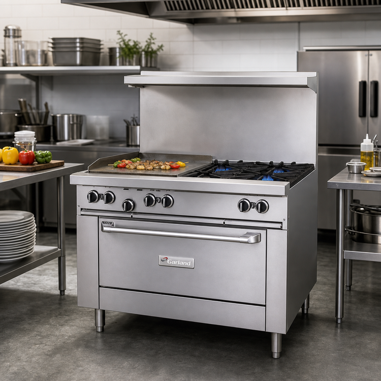 Product image #2 for Garland GF Starfire Pro 36-Inch Gas Modular Top Restaurant Range with 24-Inch Thermostatic Griddle and 2 Open Burners