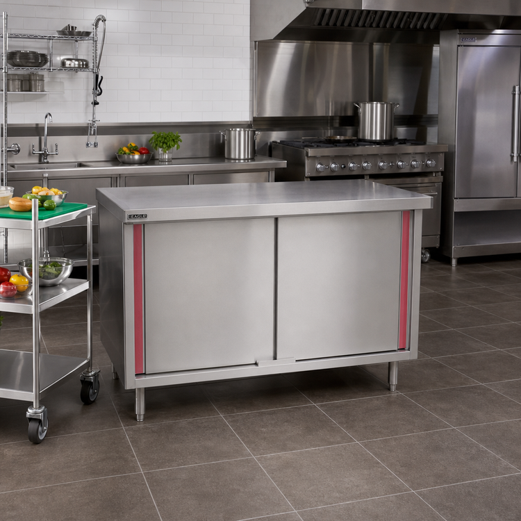 Product image #2 for Eagle Spec-Master Marine Series 72" x 24" Stainless Steel Enclosed Work Table with Hinged Doors