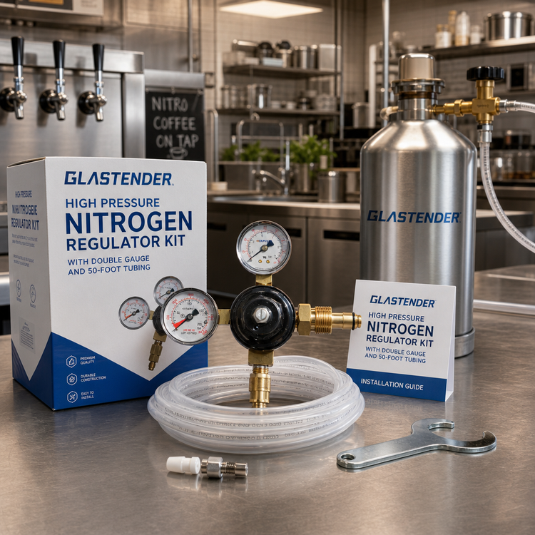 Product image #2 for Glastender High Pressure Tank-Mount Nitrogen Regulator Kit with Double Gauge and 50-Foot Tubing