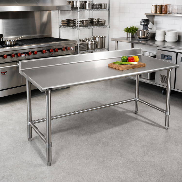 Product image #2 for Eagle Deluxe Series 108 Inch x 36 Inch Stainless Steel Work Table with 4-1/2 Inch Backsplash