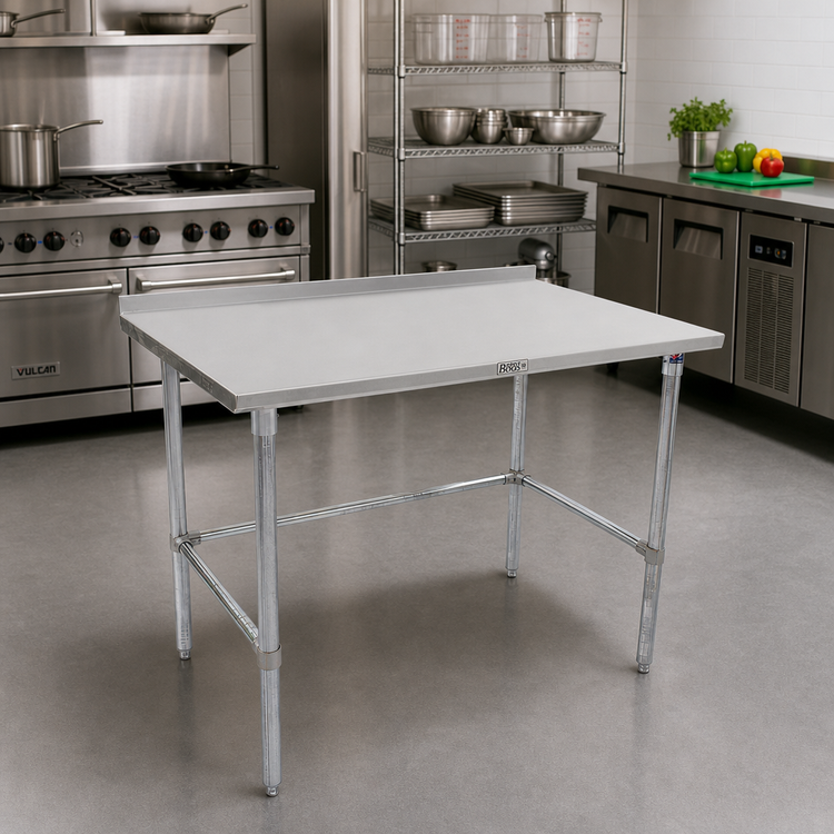 Product image #2 for John Boos Stallion 60-Inch x 30-Inch Stainless Steel Top Work Table with 1-1/2-Inch Rear Riser and Galvanized Base