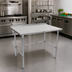 Thumbnail image #2 for John Boos Stallion 60-Inch x 30-Inch Stainless Steel Top Work Table with 1-1/2-Inch Rear Riser and Galvanized Base