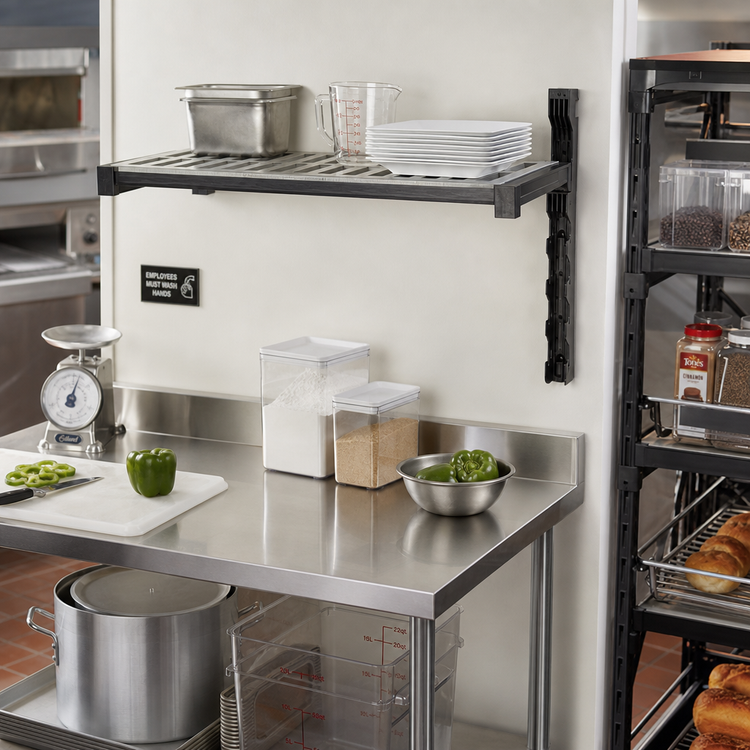 Product image #2 for Cambro Camshelving Elevation Wall-Mounted Add-On Shelf Kit, 21 x 36 Inches, Vented Shelf, Brushed Graphite