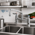Thumbnail image #2 for T&S Brass Double Pantry Deck-Mount Faucet with 8-Inch Swing Nozzle, 8-Inch Centers