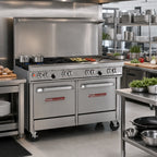 Thumbnail image #2 for Southbend (Middleby) Ultimate 4482EE-3T 48-Inch Commercial Gas Range with 2 Open Burners, 36-Inch Thermostatic Griddle & Double Ovens