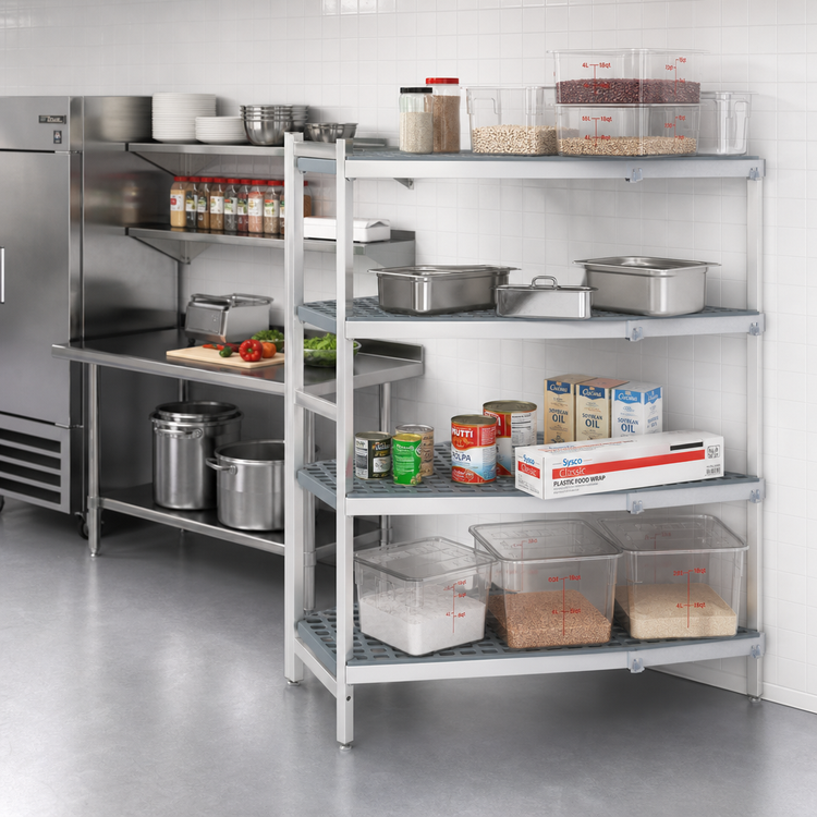 Product image #2 for Fermostock 4-Tier Corner Expansion Polymer Shelving Unit, 71" H x 42" W x 18" D