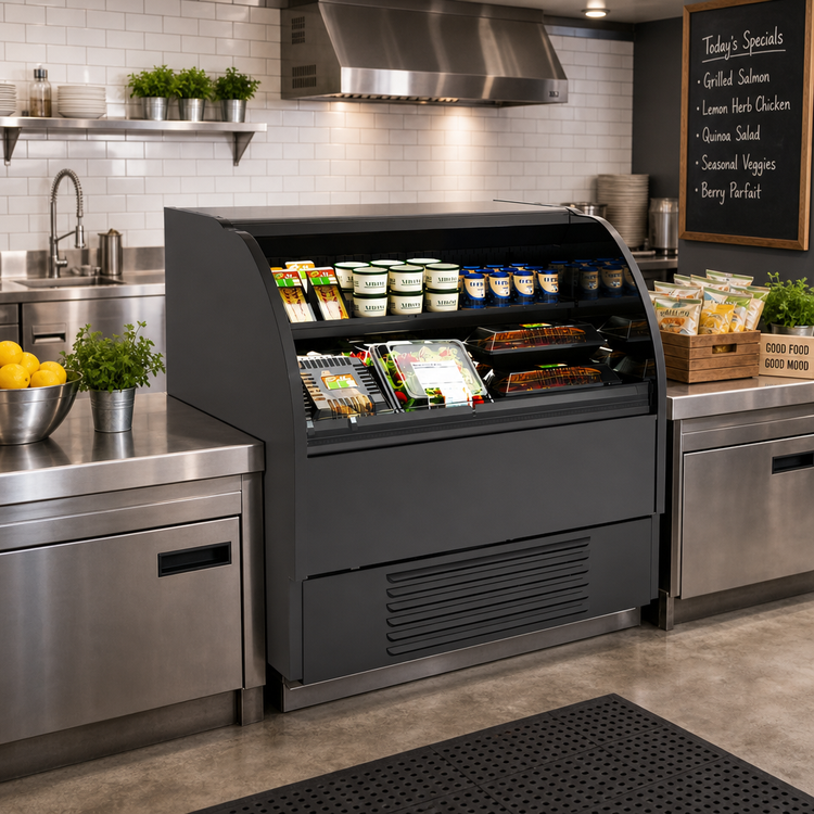 Product image #2 for Structural Concepts Harmony® 75-3/8" Self-Service Low Profile Countertop Refrigerated Display Case with Open Reach-In Front
