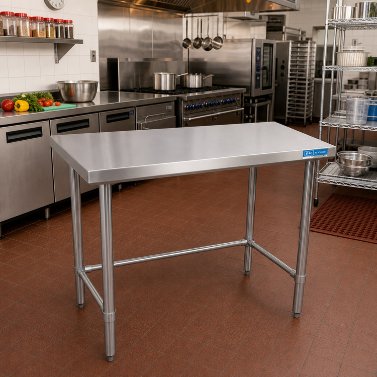 Product image #2 for BK Resources 72 Inch x 18 Inch Open Base Flat Top Stainless Steel Work Table