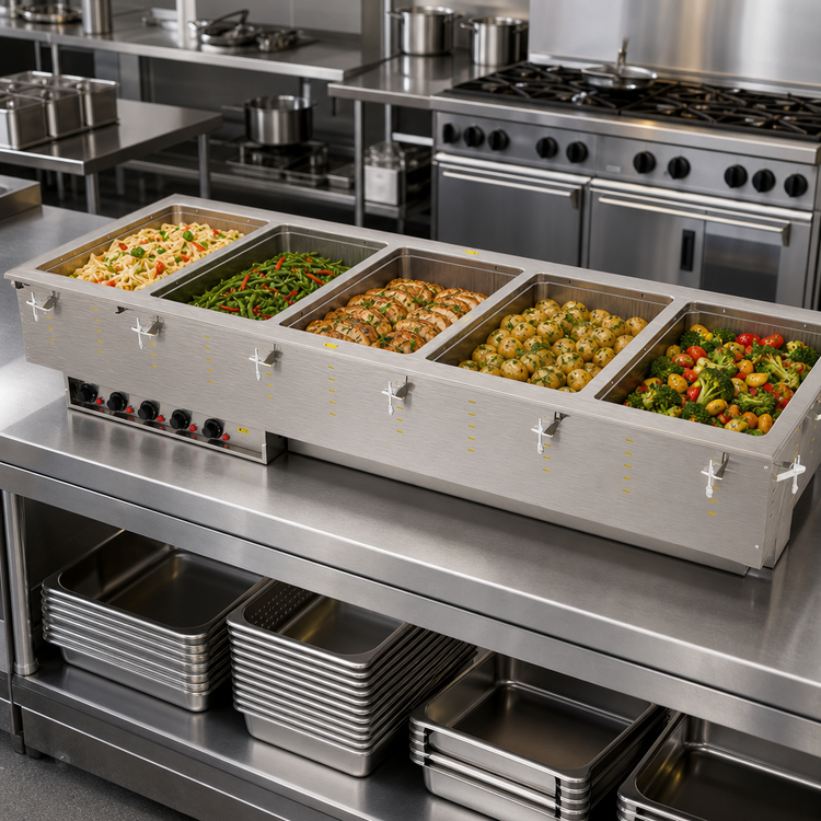 Product image #2 for Vollrath Five-Well Drop-In Electric Hot Food Well, Full-Size 12 x 20-Inch Pans, Marine-Grade 316 Stainless Steel Wells, 208V