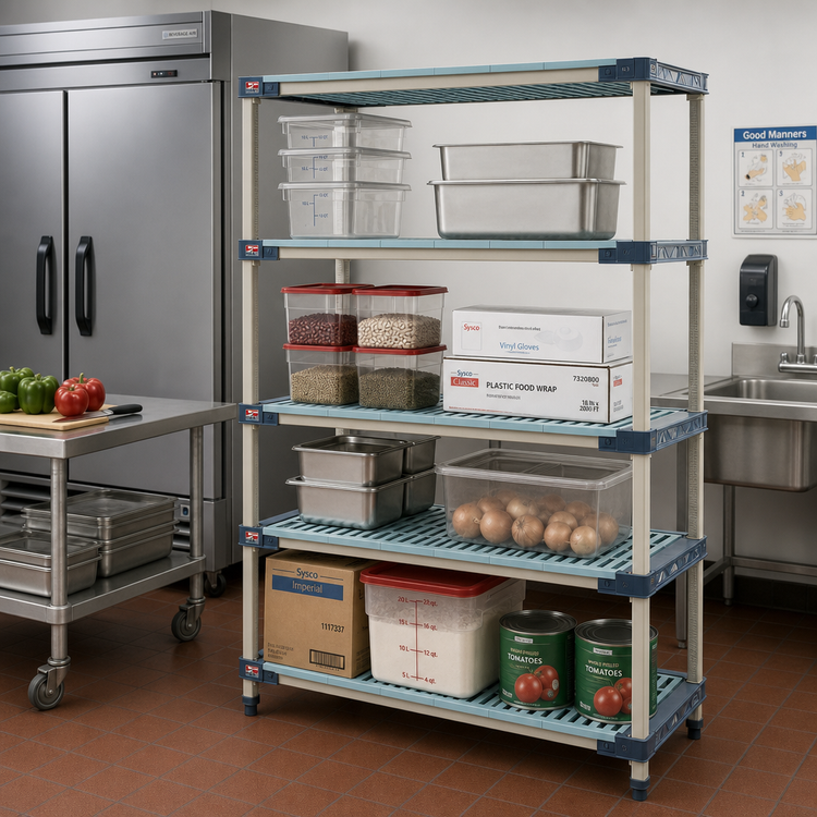 Product image #2 for MetroMax 4 Stationary Starter Polymer Shelving Unit, 36-Inch W x 18-Inch D x 63-Inch H, 4 Shelves