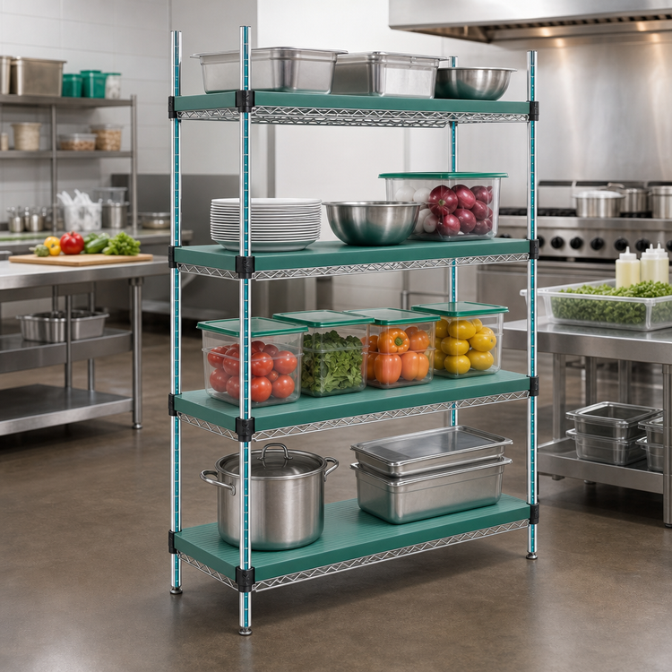 Product image #2 for QuadPlus 30 x 24 Inch Solid Polymer Shelf Mat with Quad-Adjust Wire Frame, Green