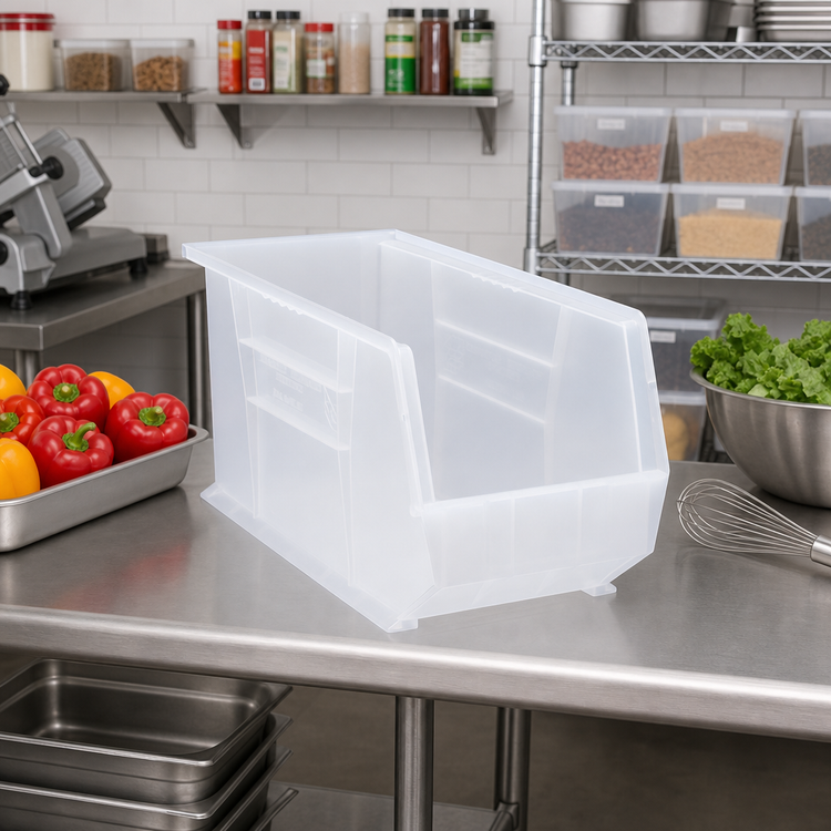 Product image #3 for Quantum Ultra Stack & Hang Clear Polypropylene Storage Bin, 8-1/4 x 18 x 9 Inches
