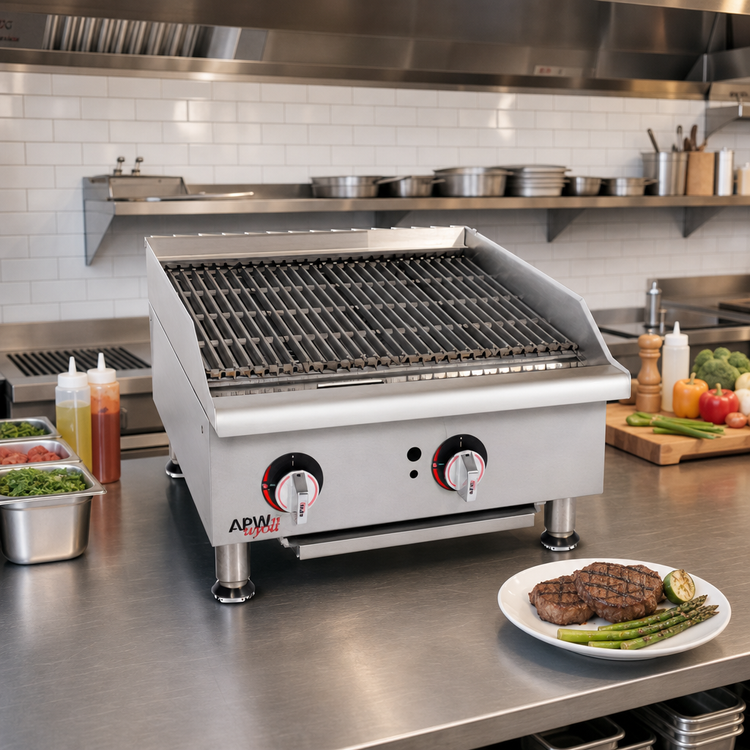 Product image #2 for Workline 48-Inch Gas Countertop Char-Rock Broiler, 120,000 BTU