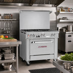 Thumbnail image #2 for Southbend (Middleby) Ultimate 4363D 36-Inch Natural Gas Commercial Range with 6 Open Burners, Standard Oven & Flue Riser Shelf