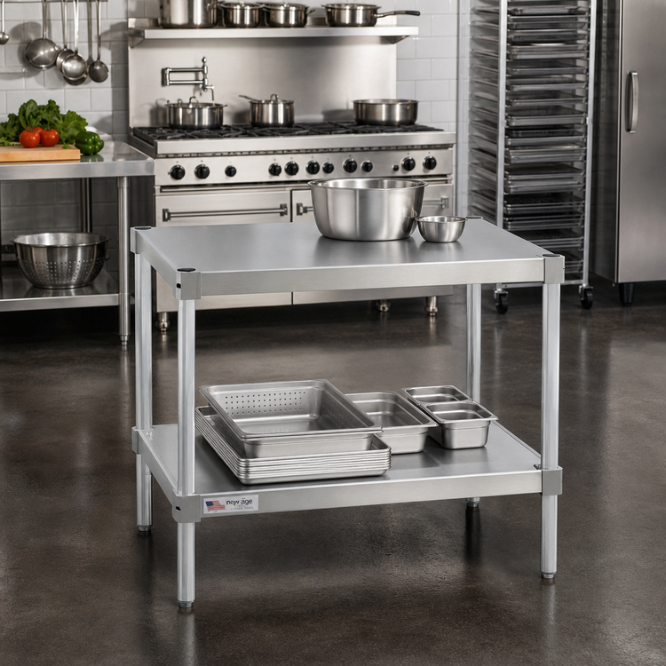 Product image #2 for New Age Modular Aluminum Equipment Stand with 2 Adjustable Solid Shelves, 36W x 15D x 36H