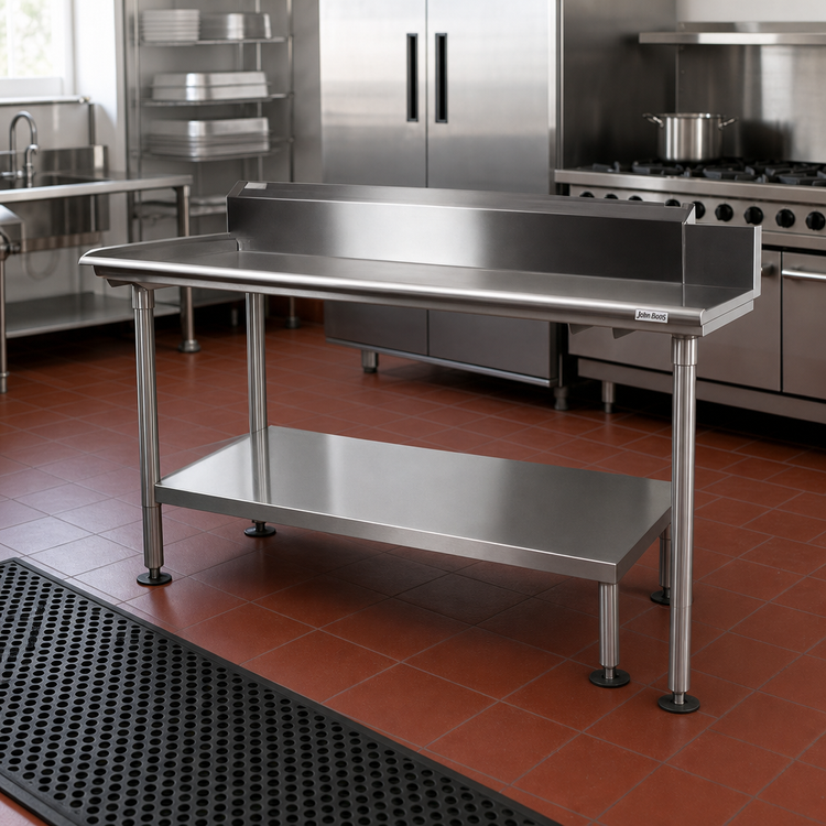 Product image #2 for John Boos 41-5/8 Inch x 24-1/8 Inch 300 Series Stainless Steel Dishtable Undershelf with Adjustable Bullet Feet