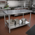 Thumbnail image #2 for John Boos Stallion 72 x 36 Inch 14-Gauge Stainless Steel Flat Top Work Table with Galvanized Legs and Adjustable Undershelf