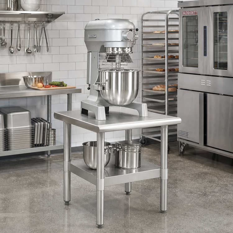 Product image #2 for Eagle Group 36 Inch x 36 Inch Stationary Stainless Steel Mixer Stand with Adjustable Undershelf