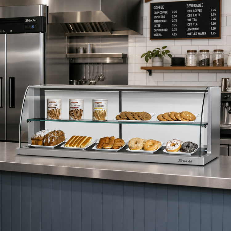 Product image #2 for Turbo Air Top Display Dry Case High Model, 75 5/8-Inch Wide, 6.1 Cu. Ft., 3-Door, Stainless Steel