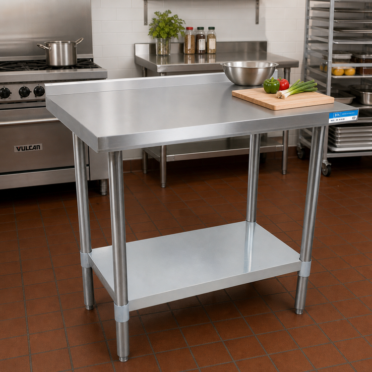 Product image #2 for BK Resources 60" x 24" Stainless Steel Work Table with 1-1/2" Rear Riser and Galvanized Undershelf