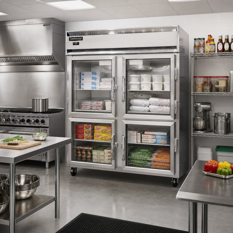 Product image #2 for Continental Refrigerator 2FENSAGDHD Extra-Wide 50 cu. ft. Two-Section Reach-In Freezer with Half-Height Glass Doors